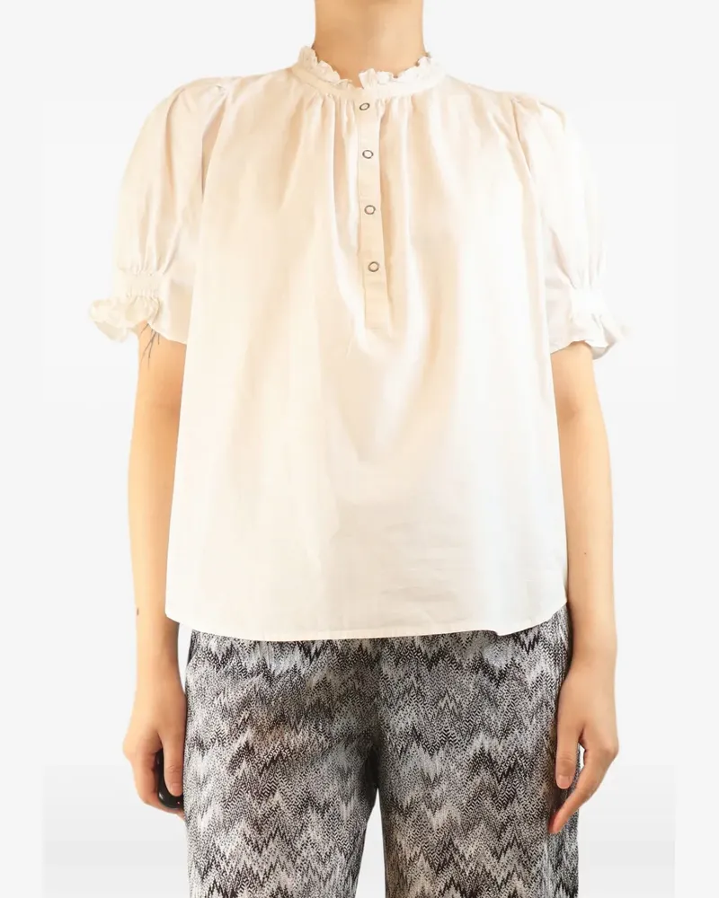 APIECE APART ruffle-trim puff-sleeve blouse - Weiß Weiß