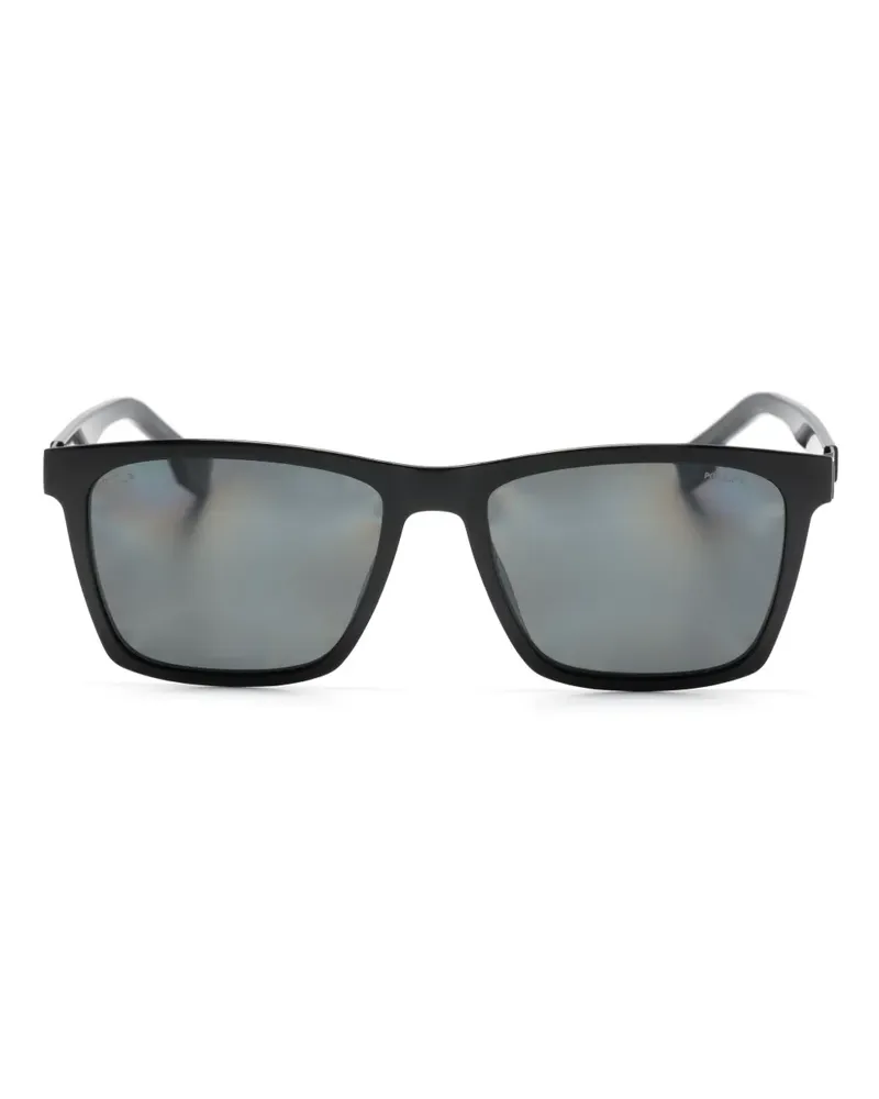 HUGO BOSS Eckige Sonnenbrille mit Logo-Gravur - Schwarz Schwarz