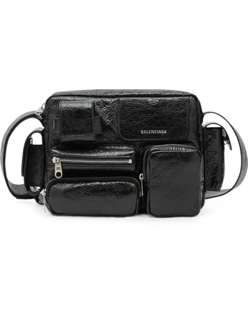 Balenciaga Superbusy crinkled leather messenger bag - Schwarz Schwarz
