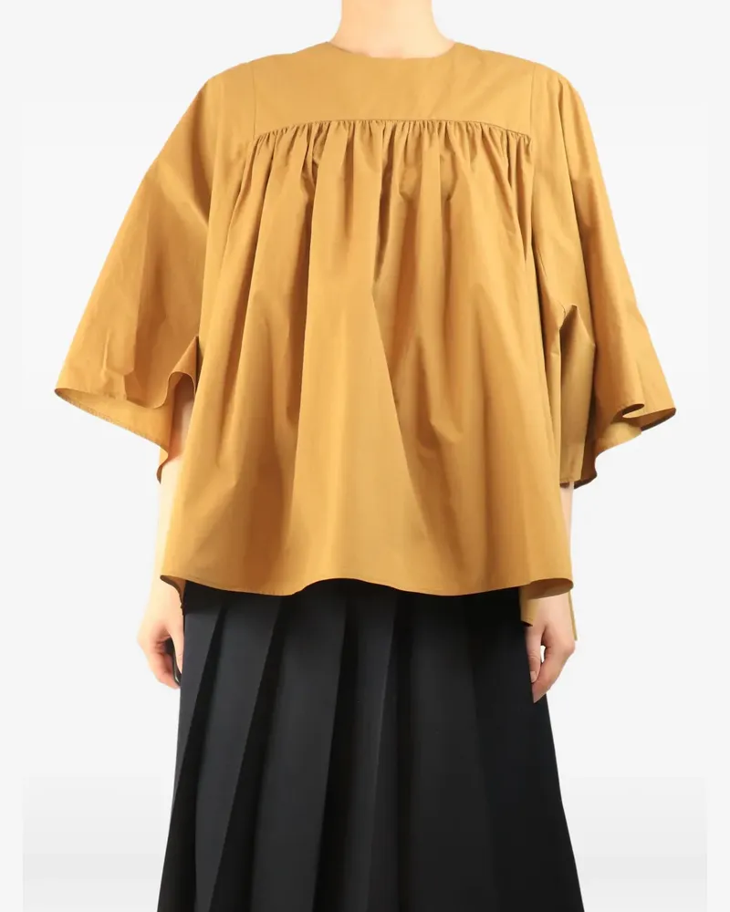 Raey gathered flared-sleeve blouse - Braun Braun