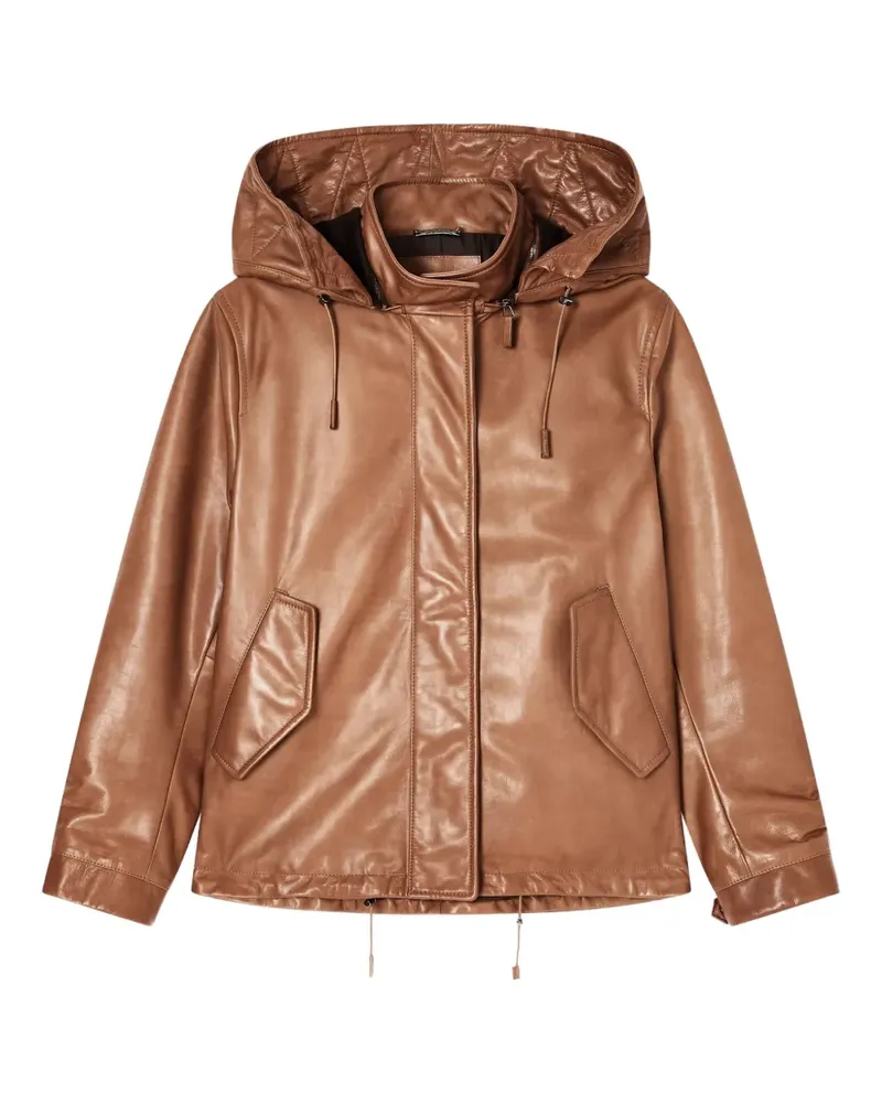 Giorgio Armani Ledermantel mit Kapuze - Braun Braun