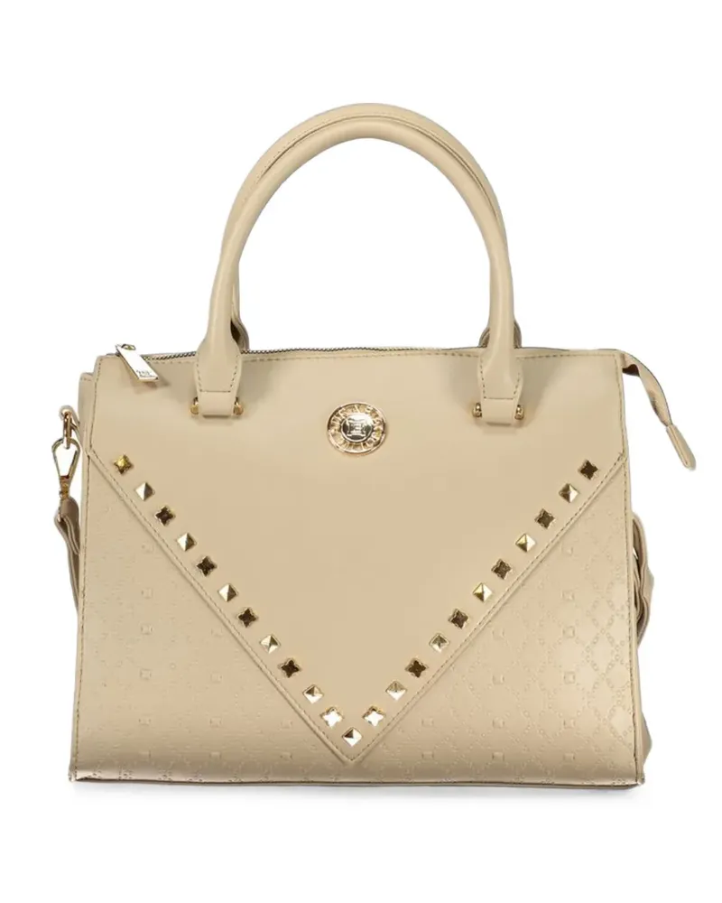 Laura Biagiotti monogram-pattern stud-embellished tote bag - Nude Nude