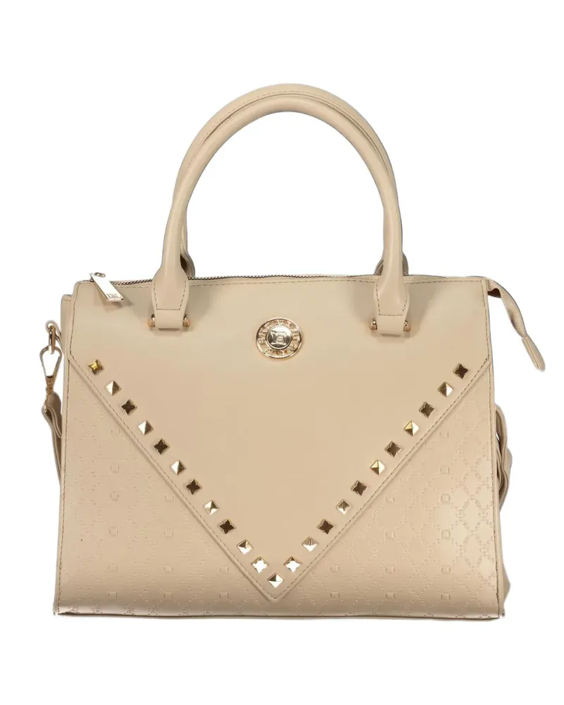 Laura Biagiotti monogram-pattern stud-embellished tote bag - Nude Nude
