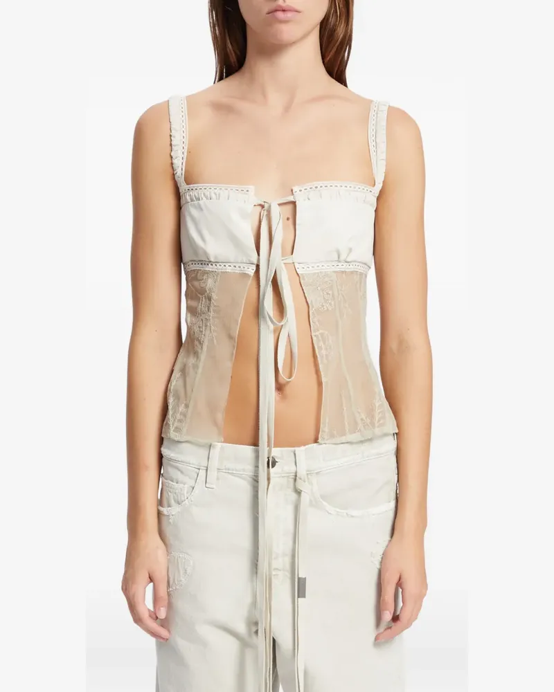 Ann Demeulemeester Besticktes Seidentop - Nude Nude