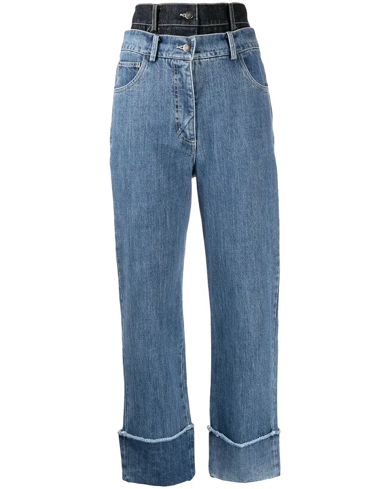 Rokh Jeans im Layering-Look - Blau Blau