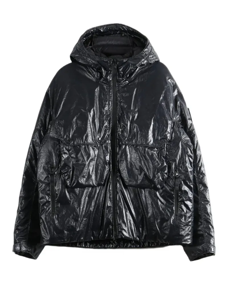 Stone Island 4100056 light-nylon 3L-TC hooded down jacket with water-resistant membrane - Schwarz Schwarz