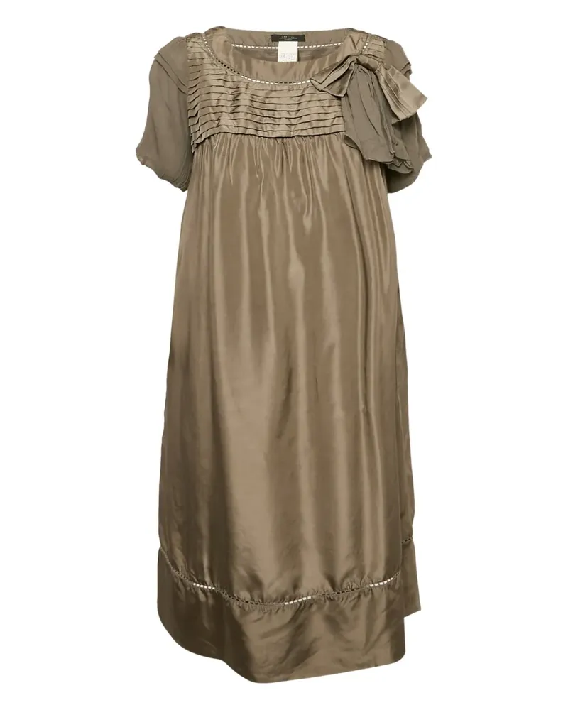 Max Mara Seidenkleid mit Falten - Grau Grau