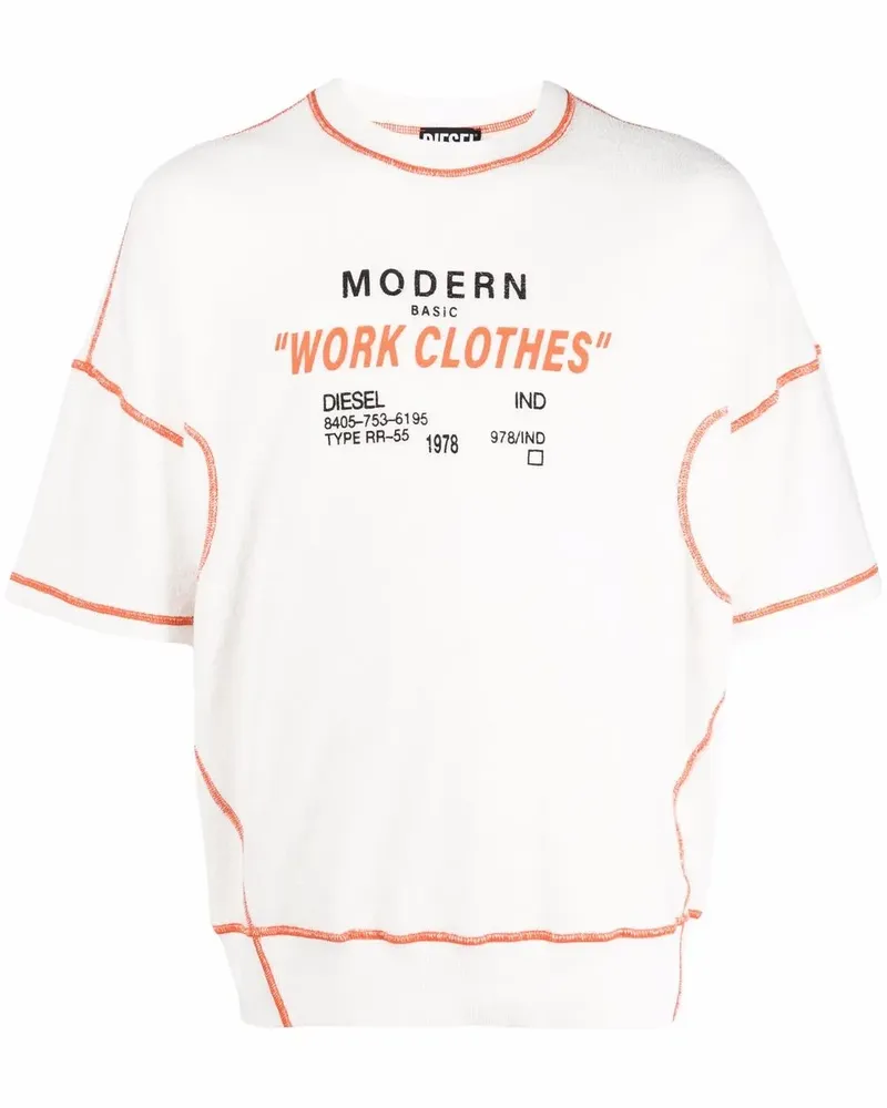 Diesel T-Shirt mit Slogan-Print - Weiß Weiß