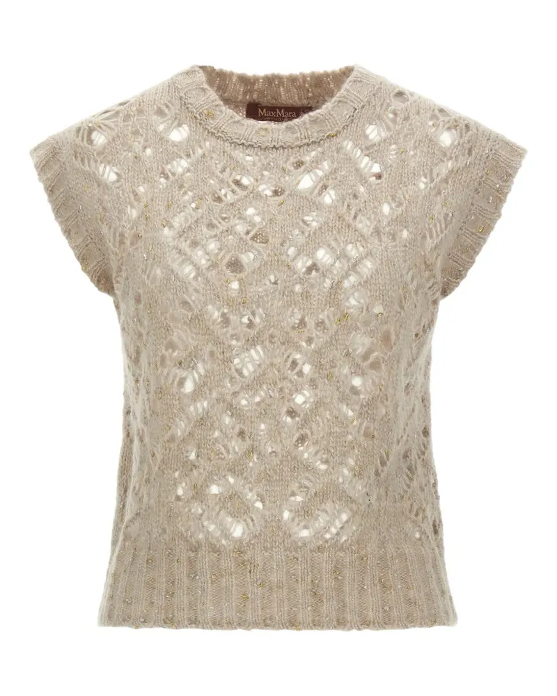 Max Mara Albero perforated knit vest - Nude Nude