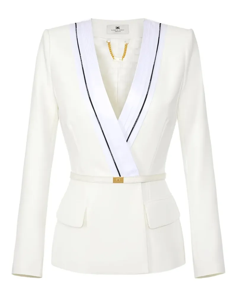 Elisabetta Franchi Jacke mit Klappentasche - Weiß Weiß
