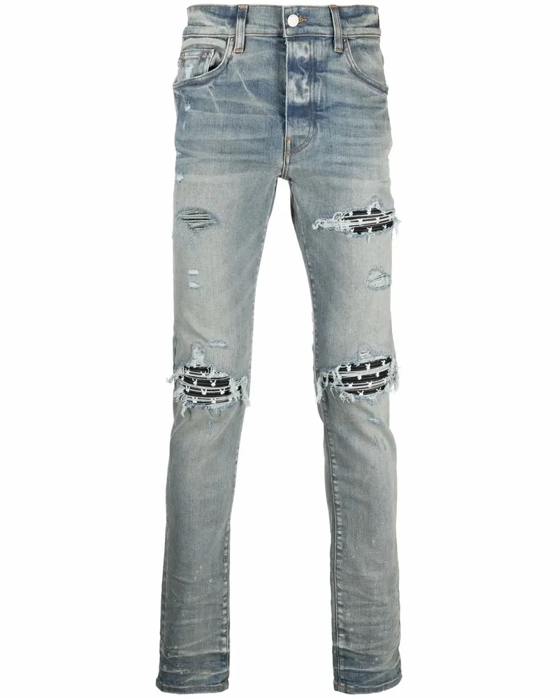 Amiri x Playboy Skinny-Jeans in Distressed-Optik - Blau Blau