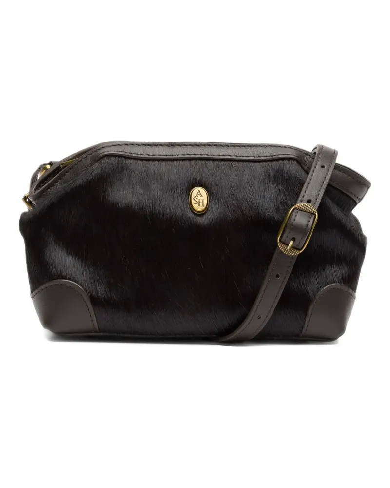 ash calf-hair leather crossbody bag - Schwarz Schwarz