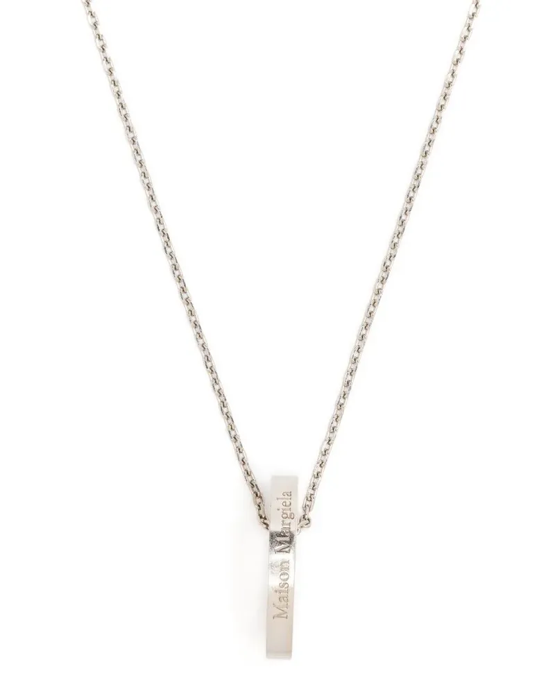 Maison Margiela Halskette mit graviertem Logo-Anhänger - Silber Silber