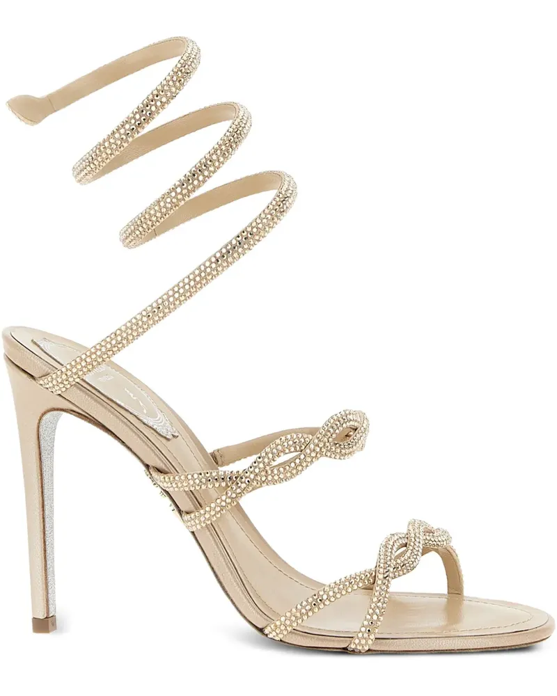 René Caovilla Gewickelte Braid Cleo Sandalen mit Strass 105mm - Nude Nude