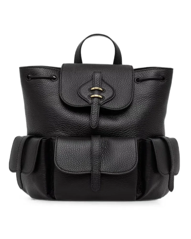 Coccinelle Mavery Pocket leather backpack - Schwarz Schwarz