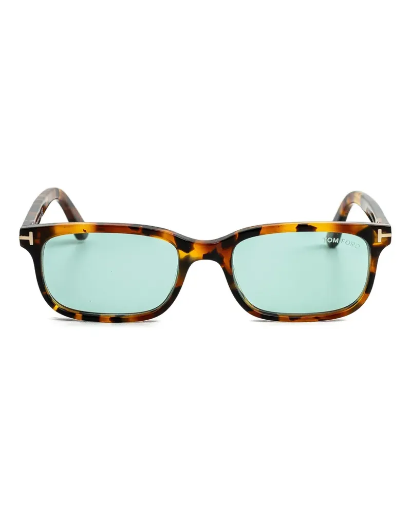 Tom Ford Eckige Sonnenbrille in Schildpattoptik - Braun Braun