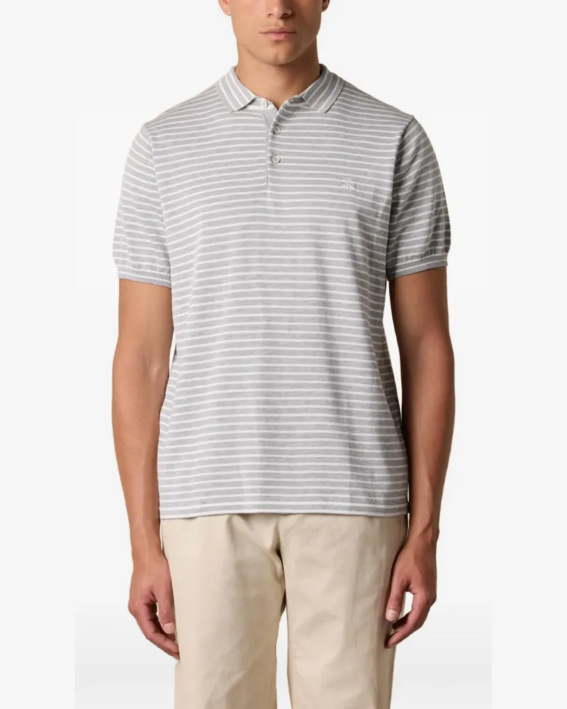 Brooks Brothers Gestreiftes Poloshirt mit Logo-Stickerei - Grau Grau