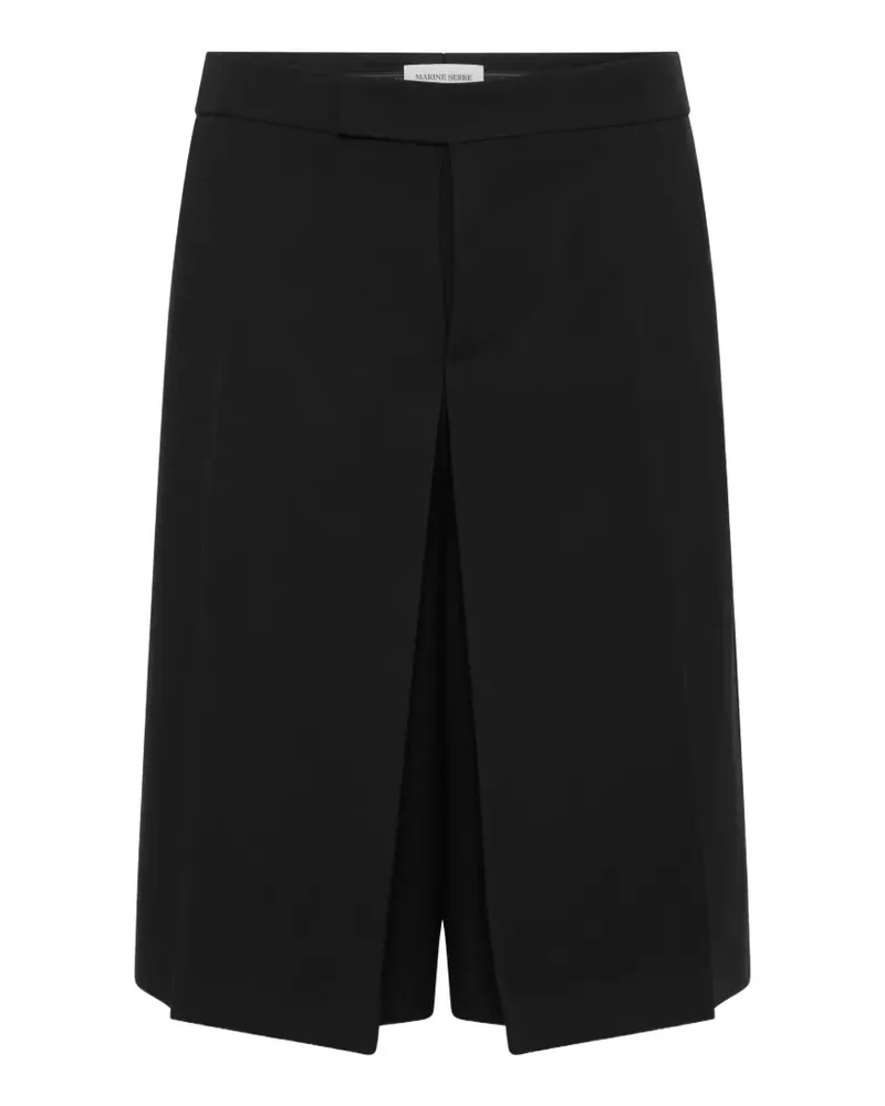 Marine Serre tailored wool serge bermuda with pleats - Schwarz Schwarz