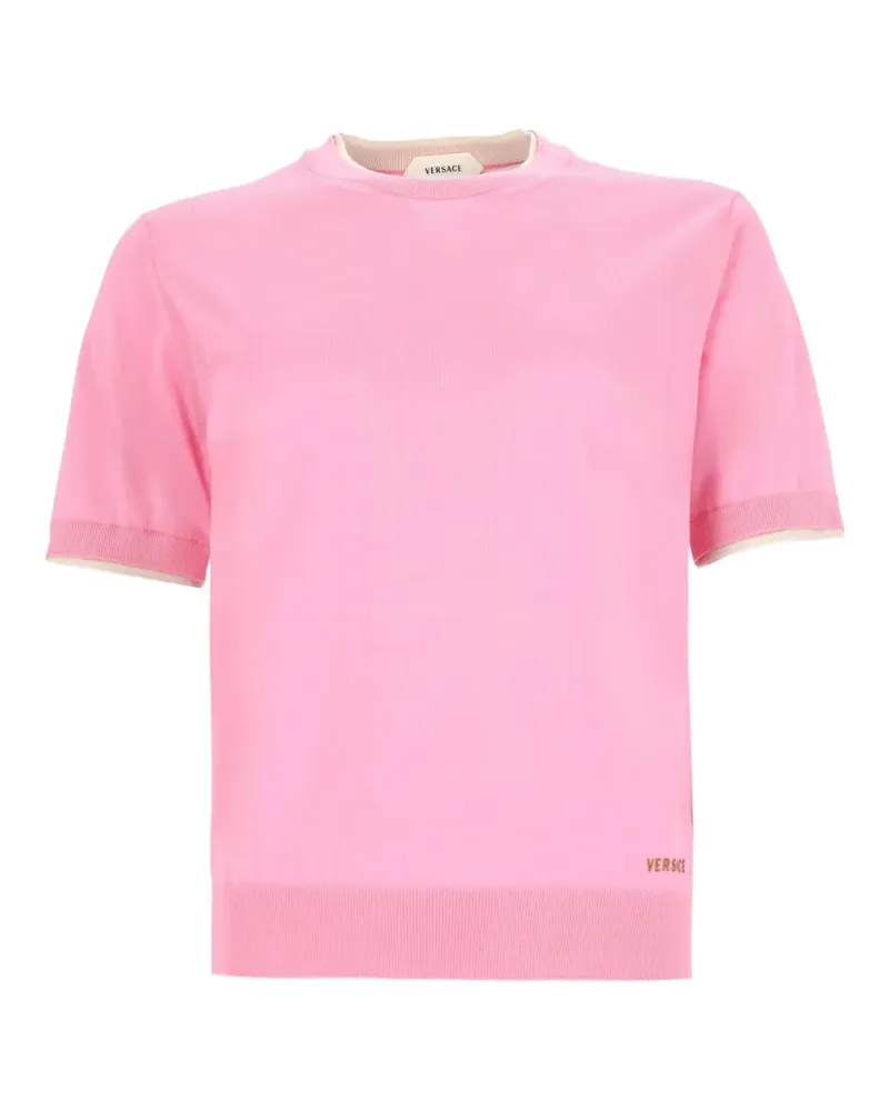 Versace T-Shirt aus Wollstrick - Rosa Rosa