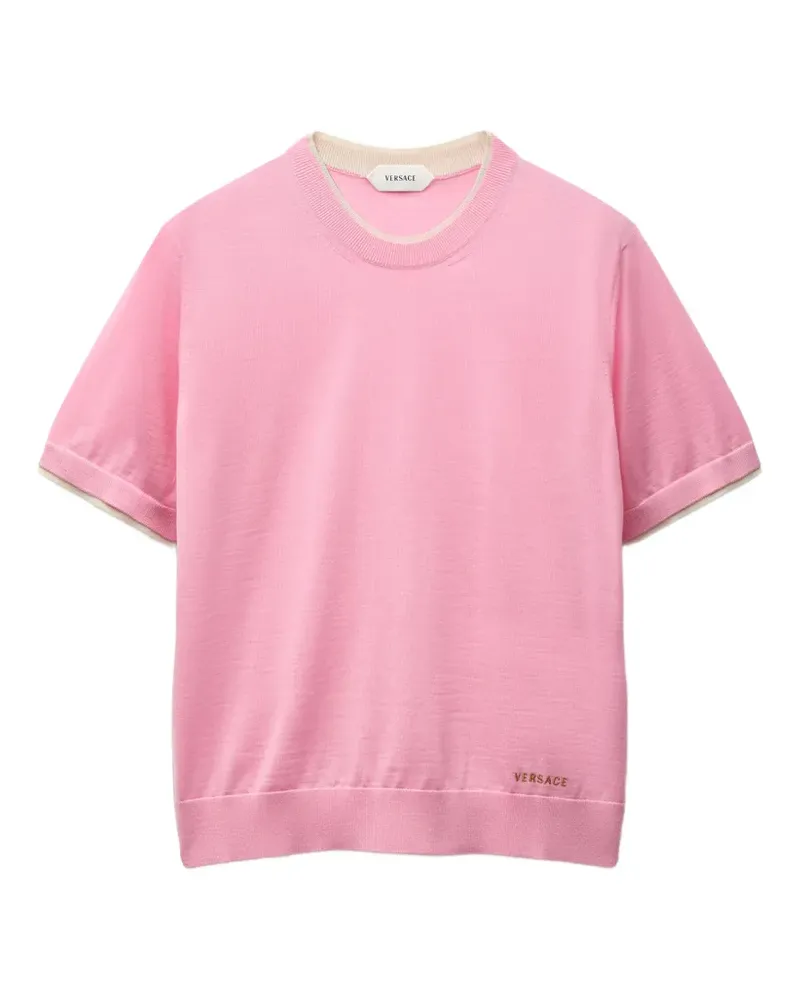 Versace logo-embroidered layered-effect T-shirt - Rosa Rosa