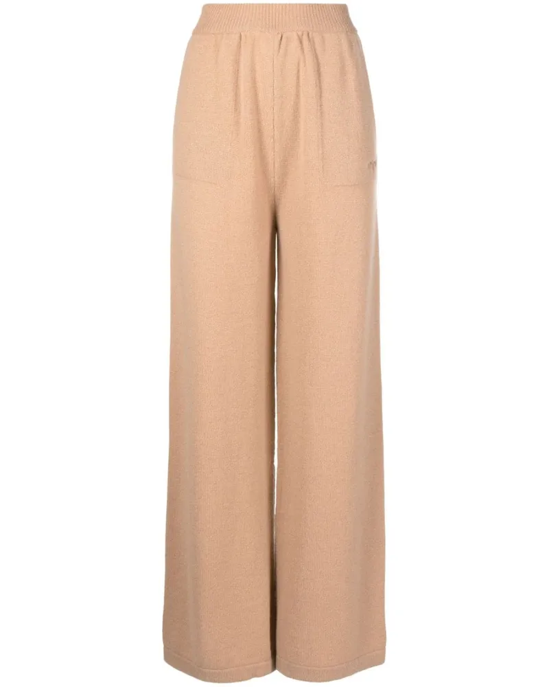 MSGM Gestrickte Hose mit Logo-Stickerei - Braun Braun