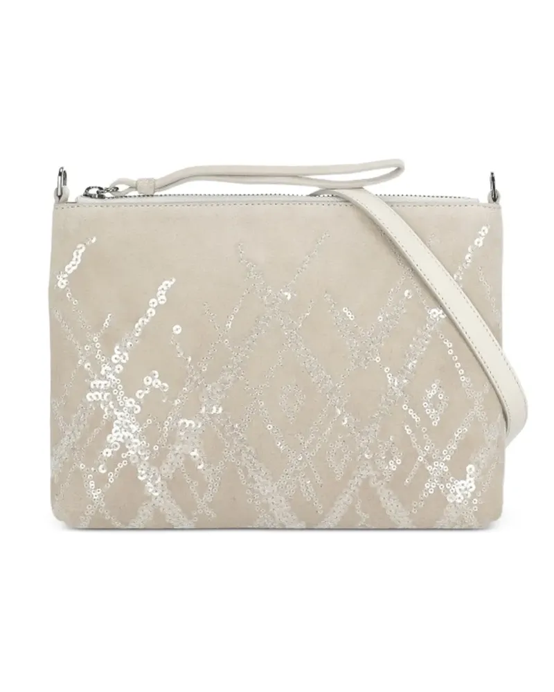 PANICALE Cashmere sequin-embellished crossbody bag - Nude Nude