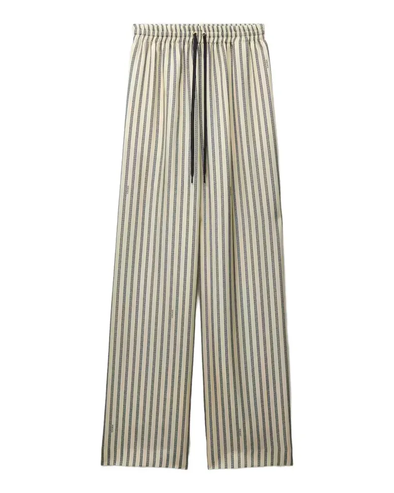 Versace printed silk-twill pajama-style trousers - Nude Nude