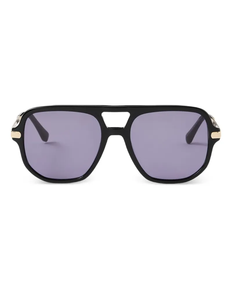 Sandro logo-engraved geometric-frame sunglasses - Schwarz Schwarz