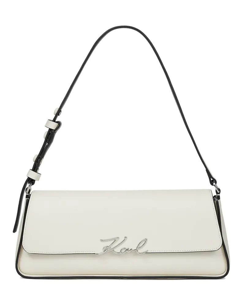 Karl Lagerfeld Karl signature leather shoulder bag - Weiß Weiß