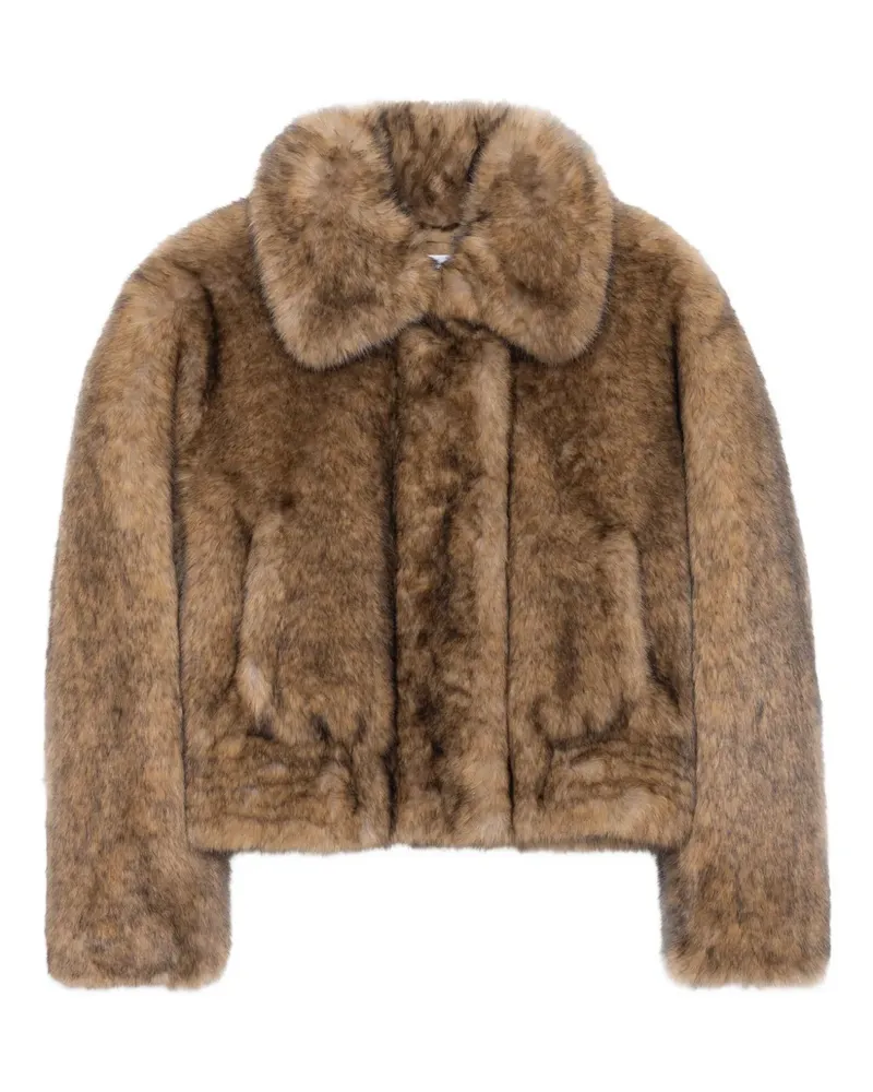 STAND Lena faux-fur collared jacket - Braun Braun