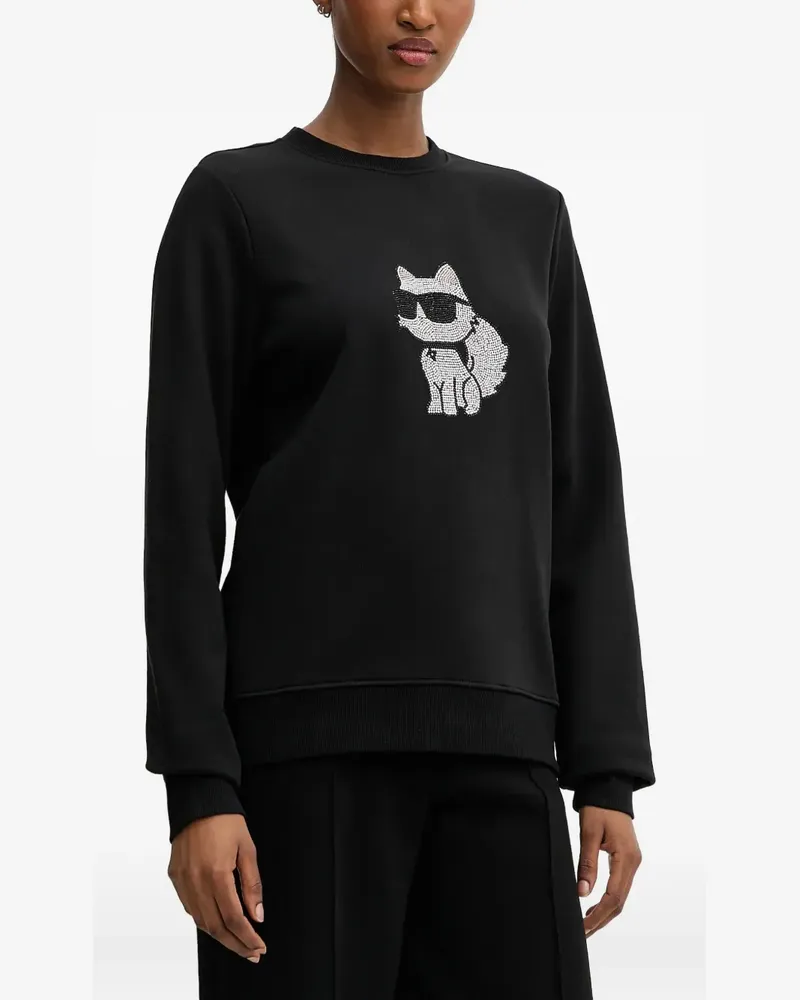 Karl Lagerfeld Sweatshirt mit Kristallen - Schwarz Schwarz