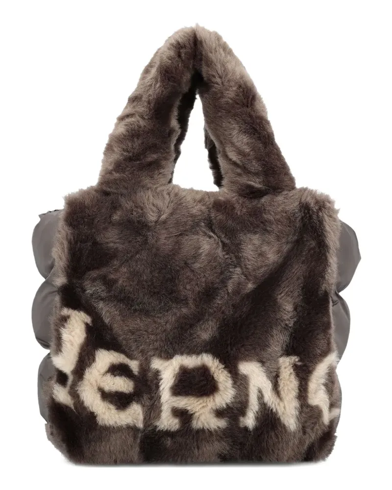 Herno faux-fur logo-embellishment tote bag - Braun Braun