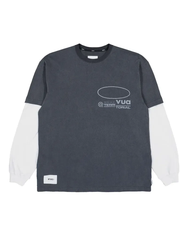WTAPS SLDR logo-print layered-sleeve T-shirt - Grau Grau
