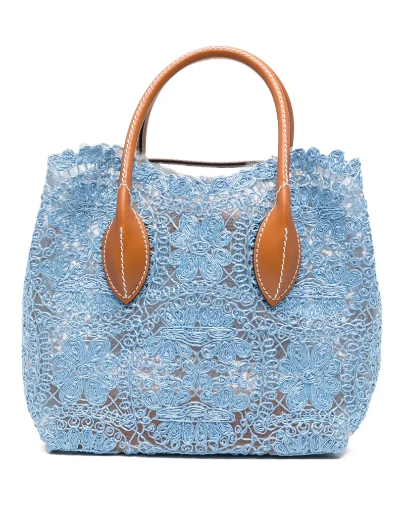 Ermanno Scervino Margot lace-overlay tote bag - Blau Blau