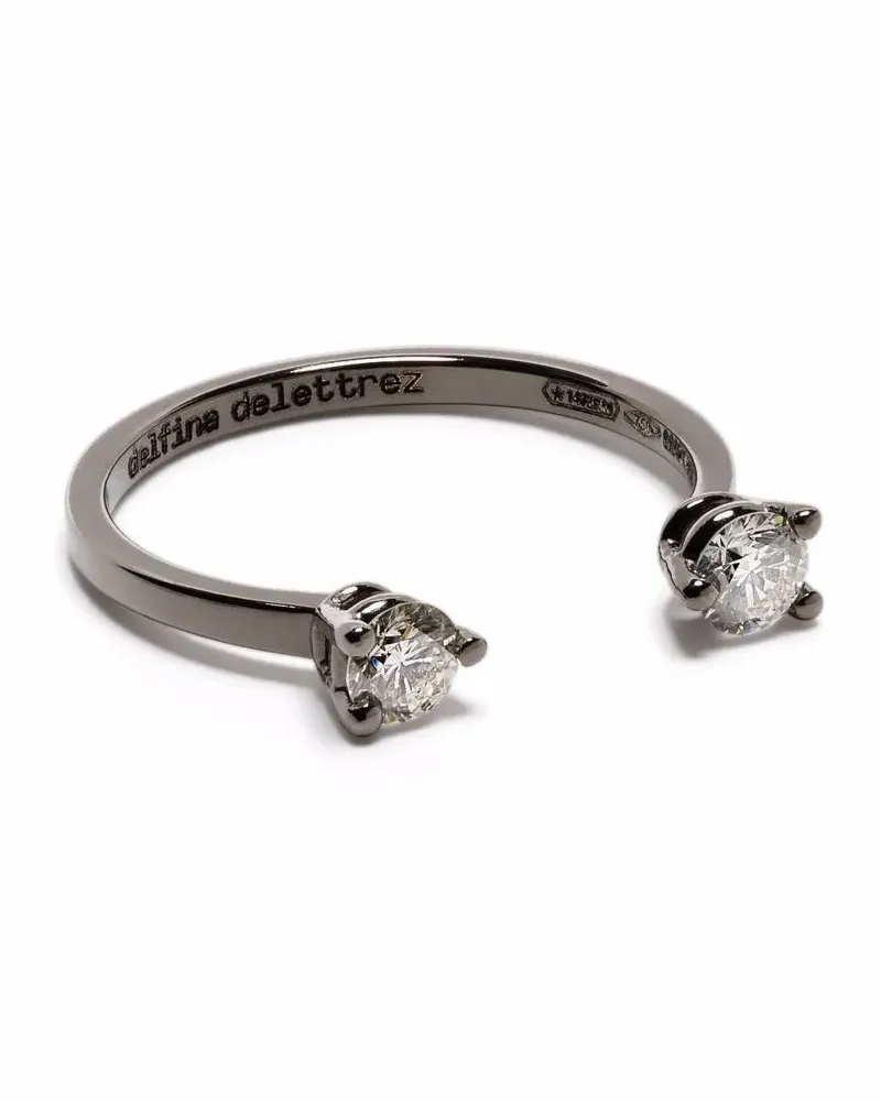 Delfina Delettrez 18kt Weißgoldring mit Diamanten - Schwarz Schwarz
