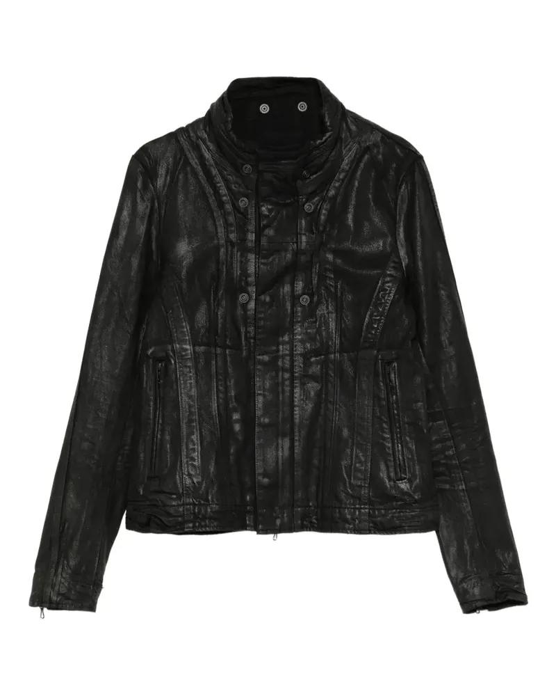 Julius Gewachste Jacke mit Stehkragen - Schwarz Schwarz