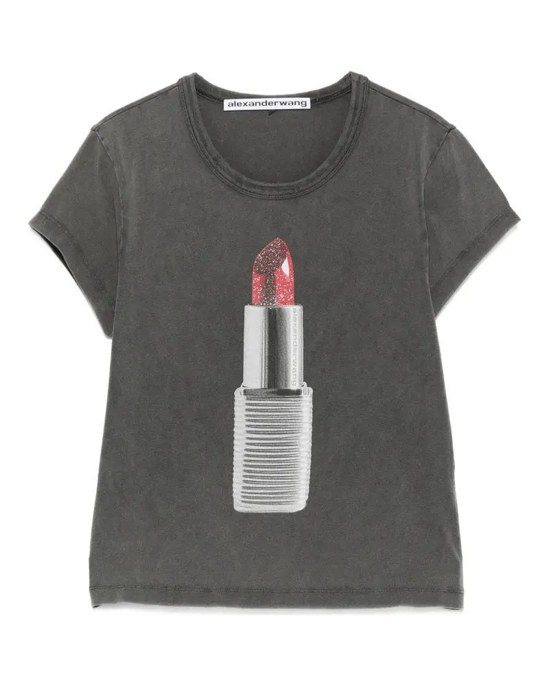 Alexander Wang lipstick-print T-shirt - Grau Grau