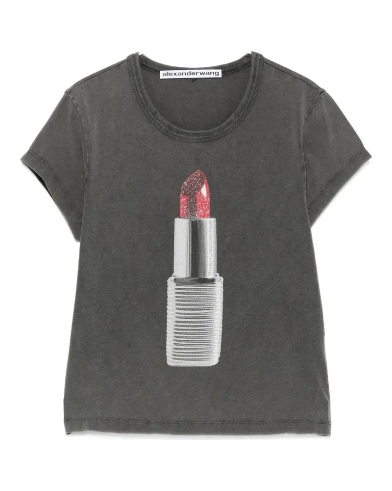 Alexander Wang lipstick-print T-shirt - Grau Grau