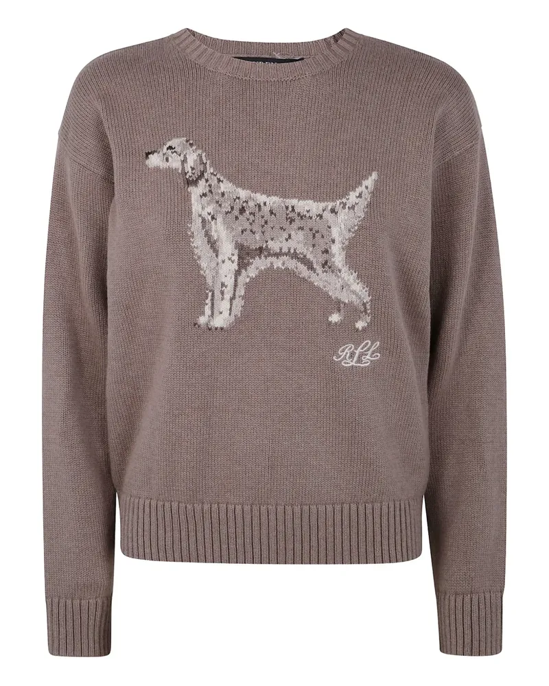 Ralph Lauren dog-embroidered crew-neck jumper - Braun Braun