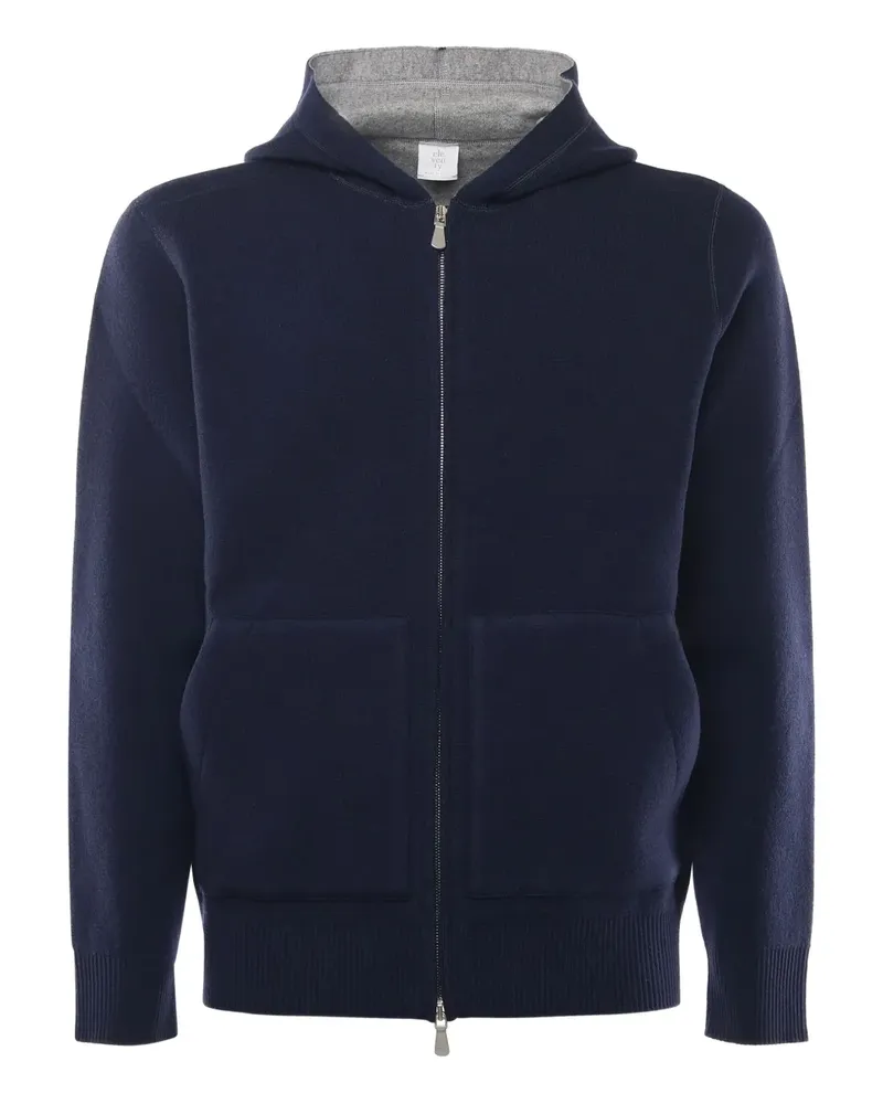 Eleventy zip hooded knitwear - Blau Blau