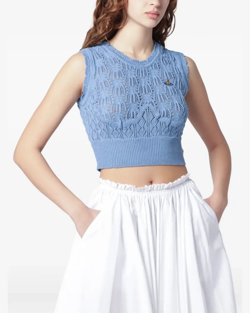 Vivienne Westwood Strickoberteil mit geripptem Saum - Blau Blau