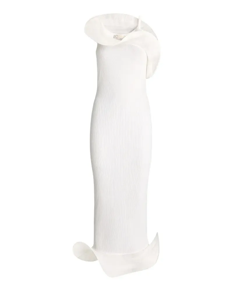 Genny ruffled ribbed dress - Weiß Weiß