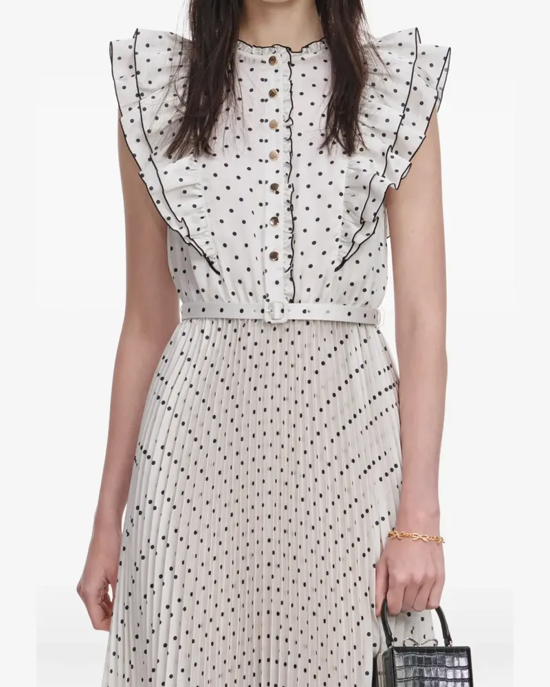 Self-Portrait Gerüschtes Kleid mit Polka Dots - Nude Nude