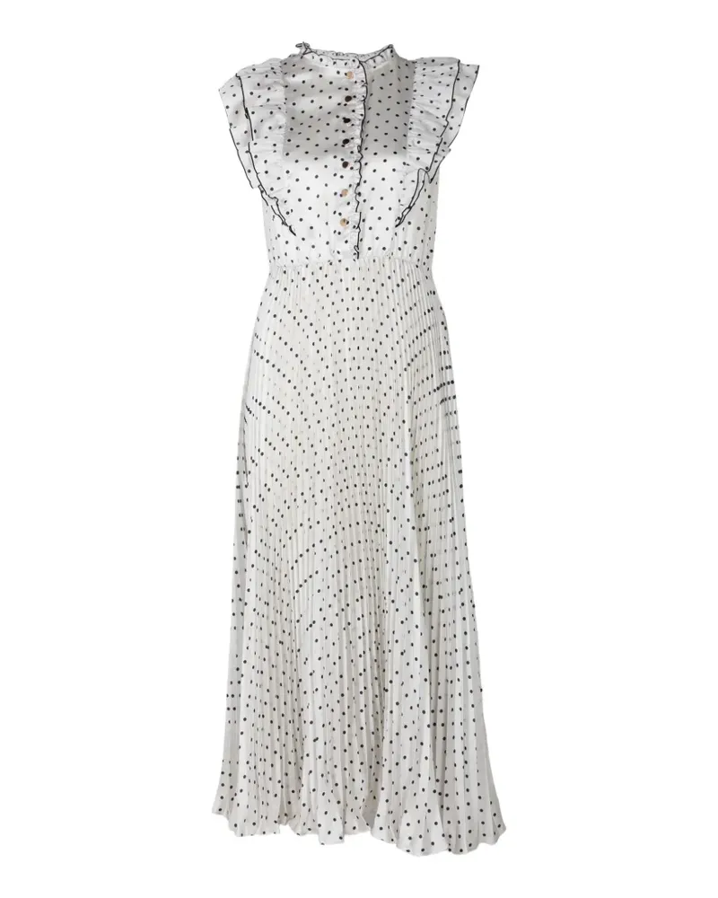 Self-Portrait Gerüschtes Kleid mit Polka Dots - Nude Nude