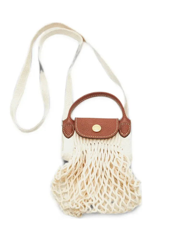 Longchamp XS Le Pliage mesh crossbody bag - Weiß Weiß