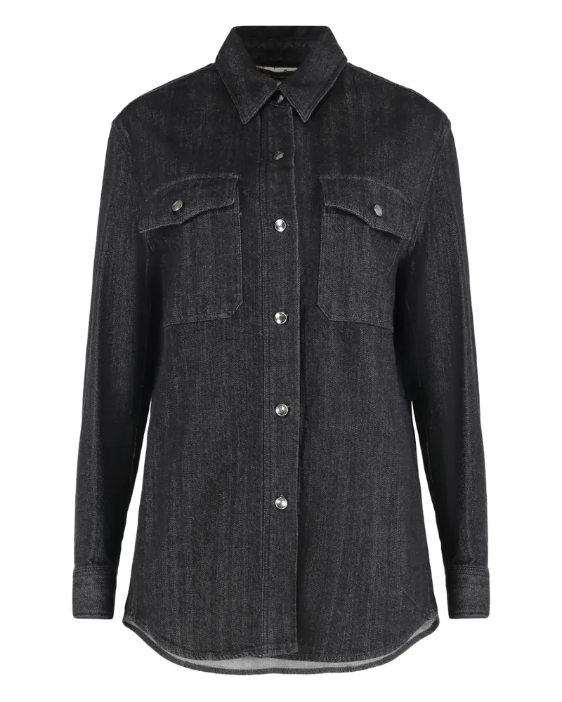 MOORER Jeanshemd mit doppelter Tasche - Blau Blau