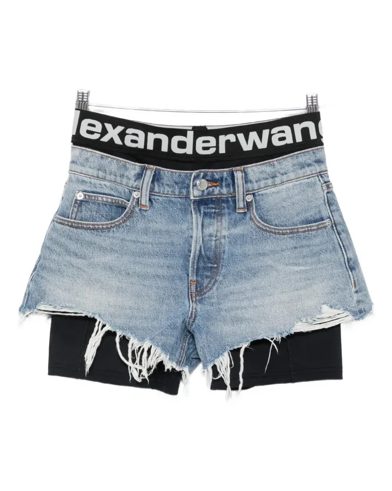 Alexander Wang layered frayed shorts - Blau Blau