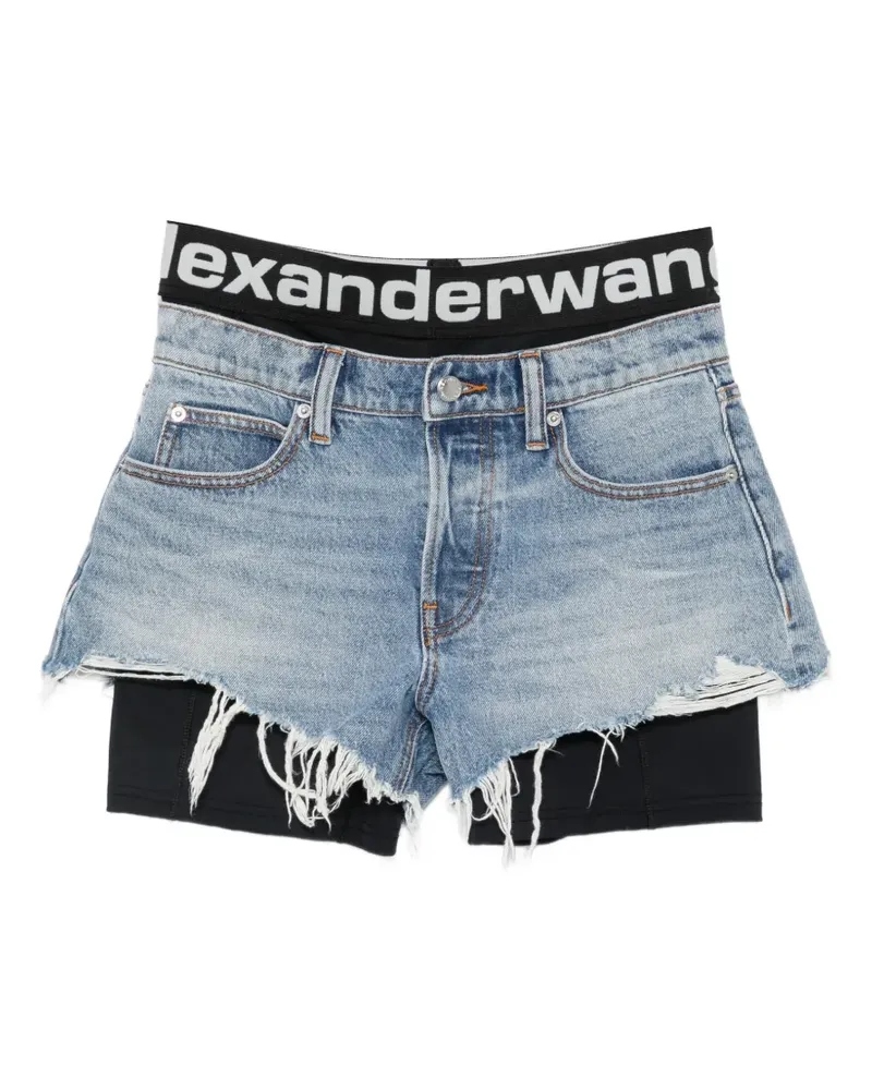 Alexander Wang layered frayed shorts - Blau Blau