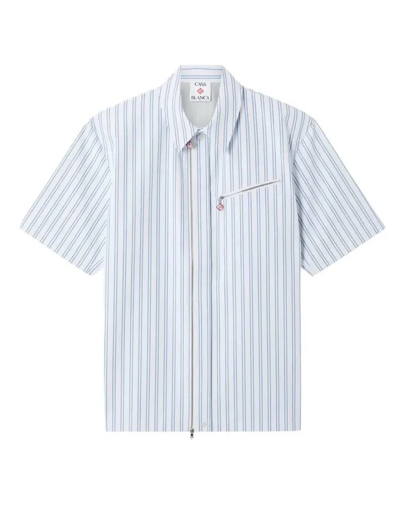 Casablanca Paris Gestreiftes Hemd aus Nylon - Blau Blau