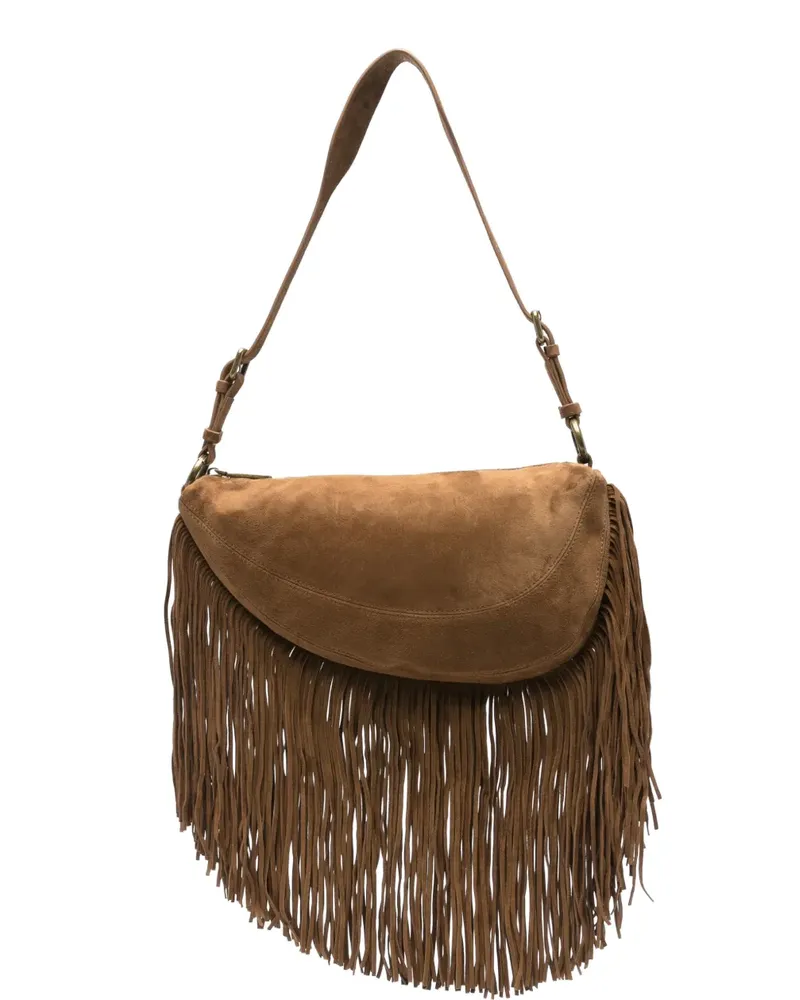 ash Astrid Schultertasche mit Fransen - Braun Braun